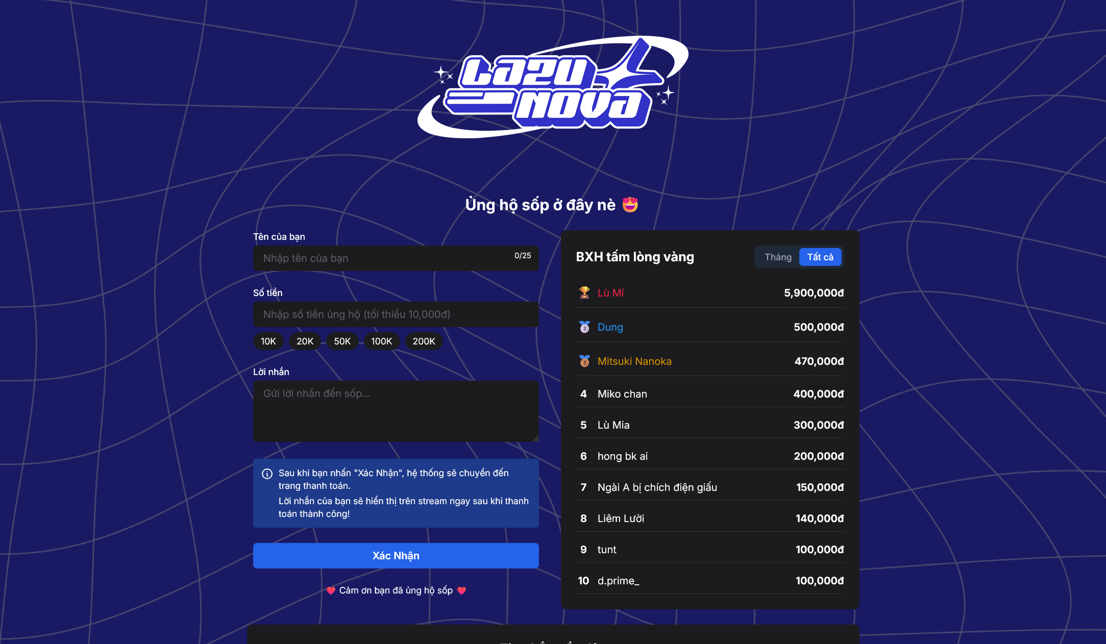 Donation Platform for Streamer